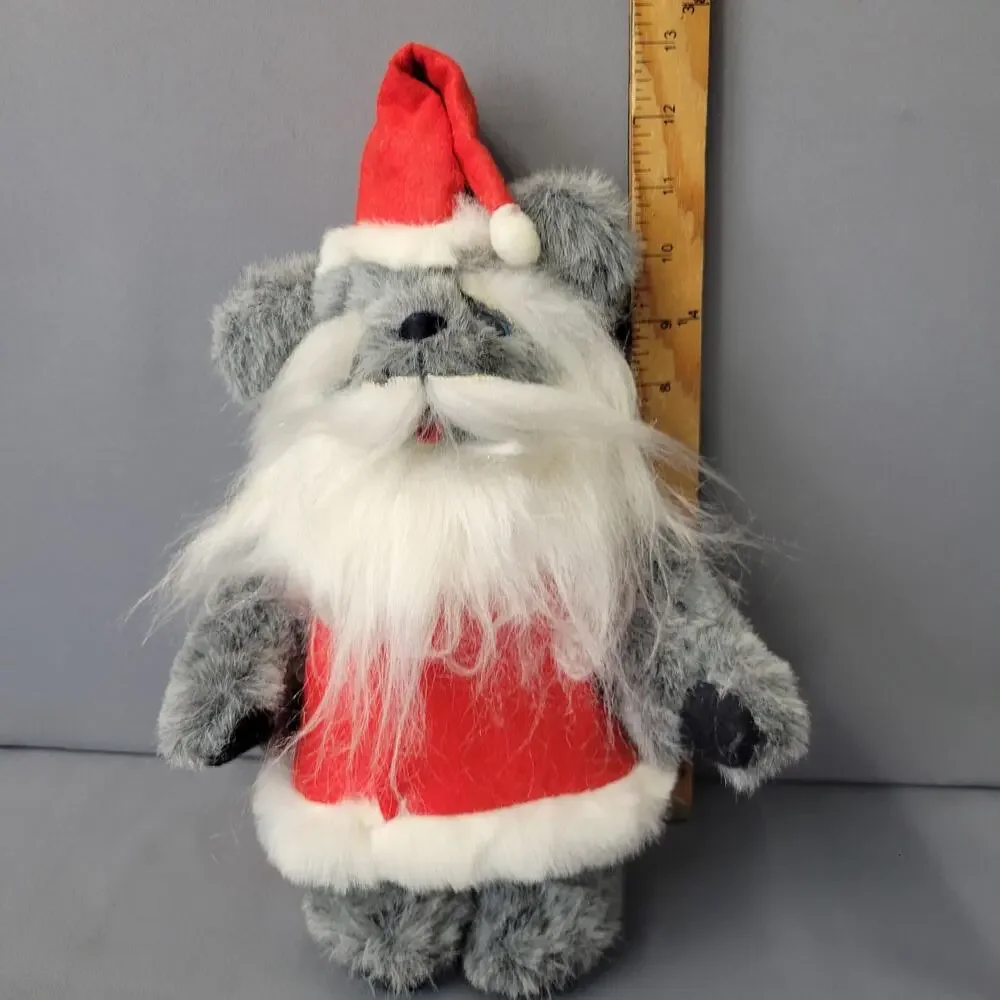 Vintage 80's Christmas Santa Bear Plush Gray 11
